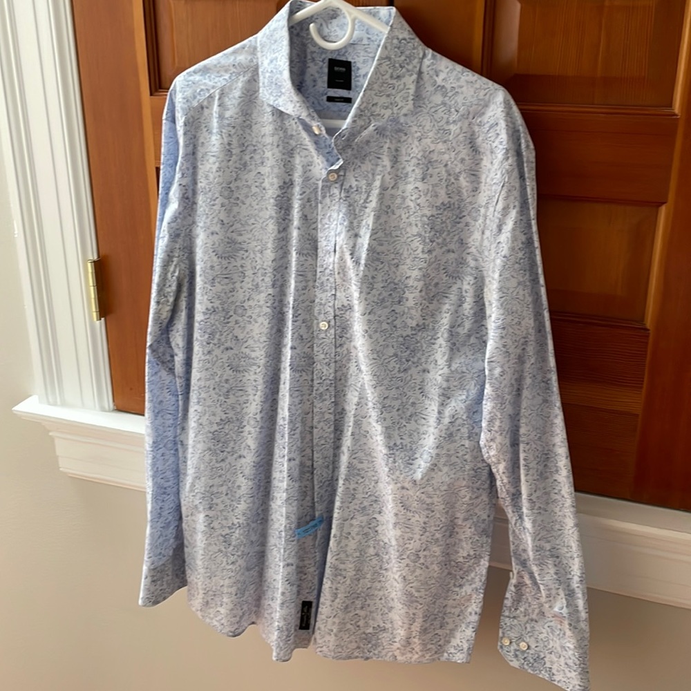 Hugo boss blue floral button down